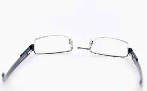 Half Metal Rimless Eyeglasses' Right Bridge Broken