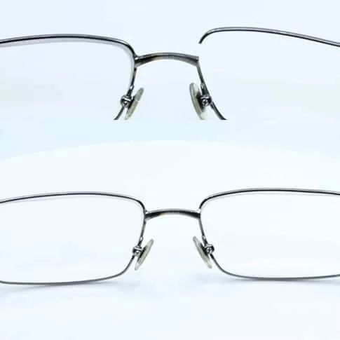 Titan Glasses' Right Lens Frame Before and After Weld