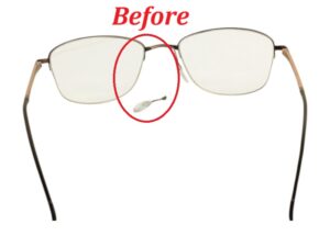 Metal Eyeglass Frame Before Left Nose Pad Arm Re-Attached