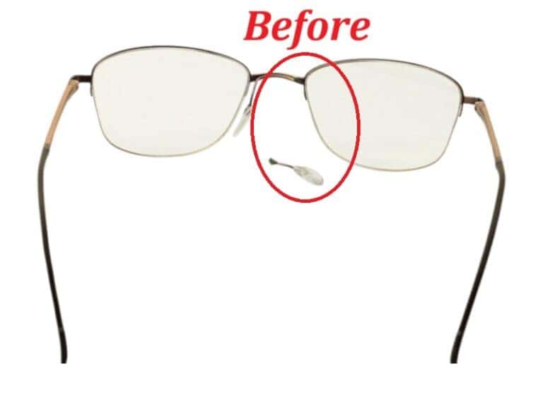 Metal Eyeglass Frame Before Right Nose Pad Arm Re-Attached