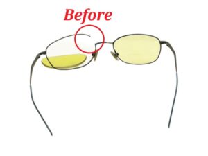 Metal Eyeglasses Before Left Lens Frame Weld