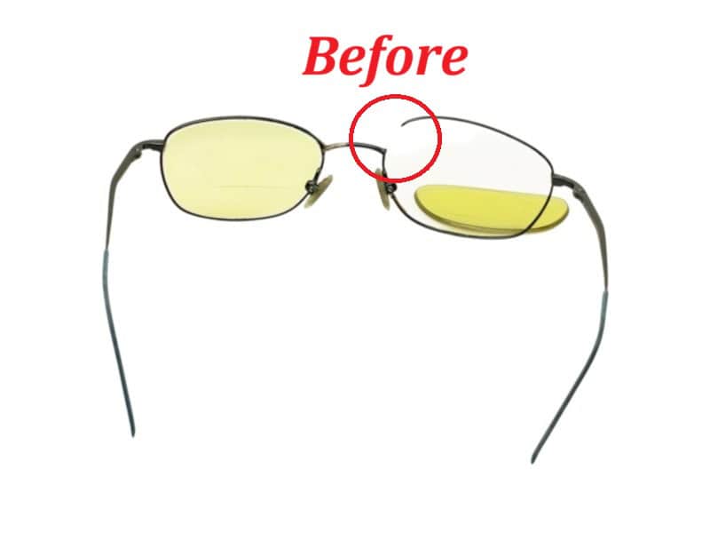 Metal Eyeglasses Before Right Lens Frame Weld