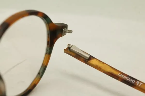 Vintage Eyeglasses right temple before repair