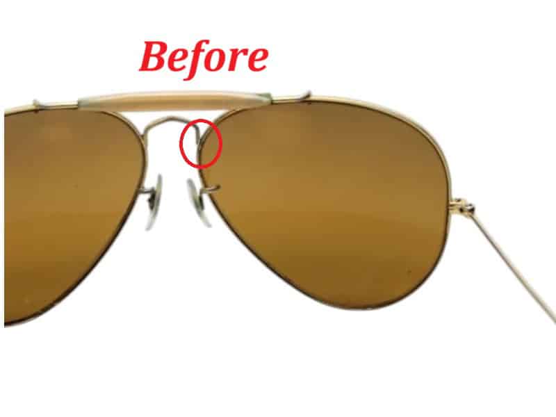 Vintage Aviator Right Lower Bridge Before Weld